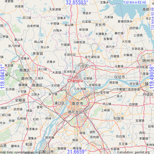 Changlu on map