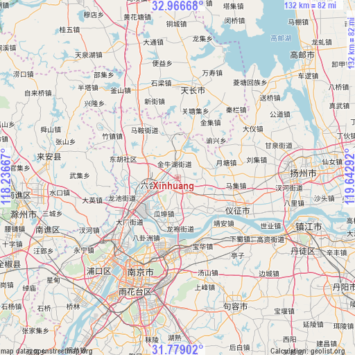 Xinhuang on map