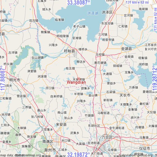 Wangdian on map