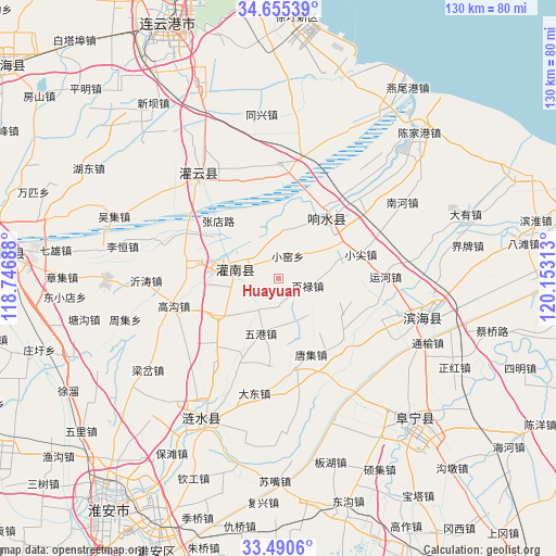 Huayuan on map