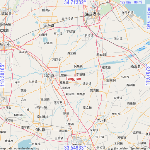 Tangjian on map