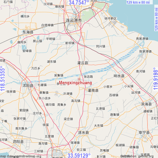 Mengxingzhuang on map