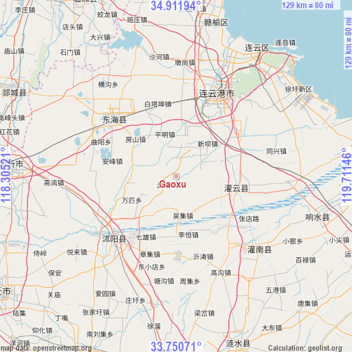 Gaoxu on map