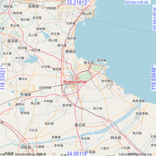 Huaguoshan on map