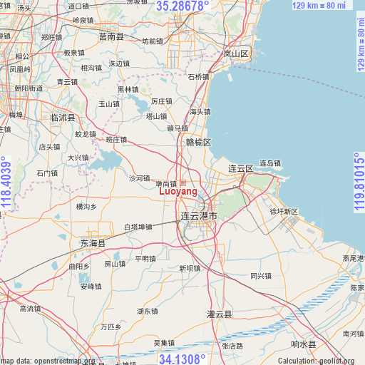 Luoyang on map