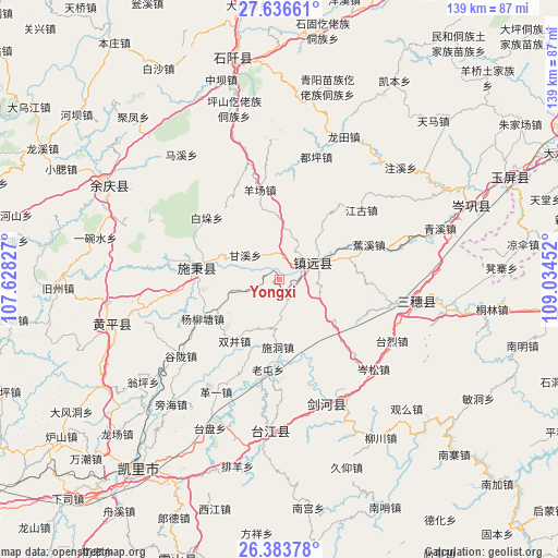 Yongxi on map