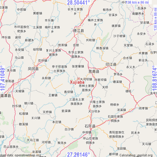 Xujiaba on map