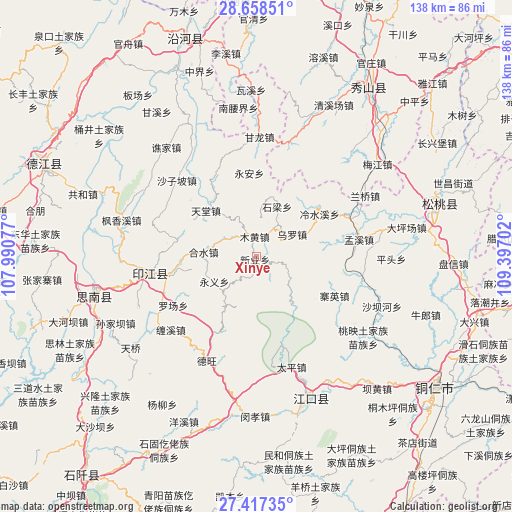 Xinye on map