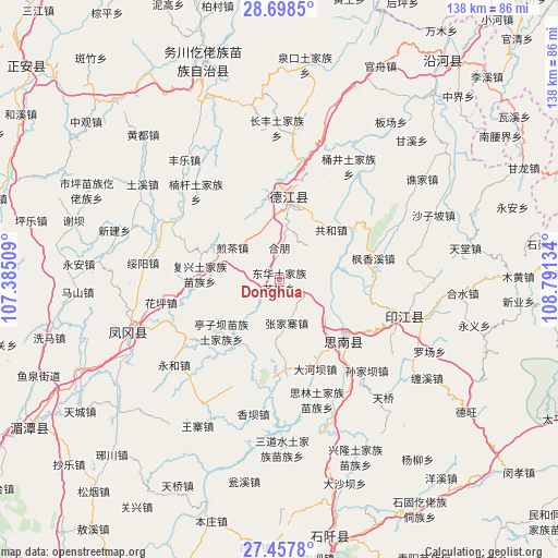 Donghua on map