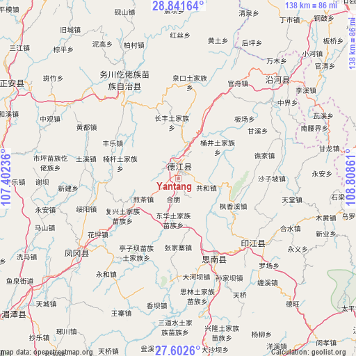 Yantang on map