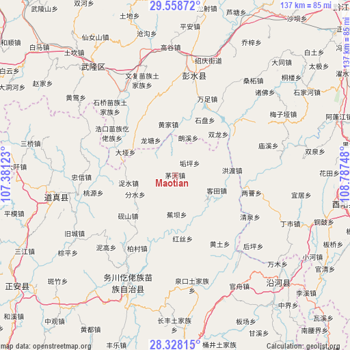 Maotian on map