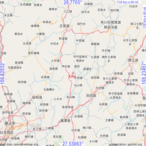 Xihe on map