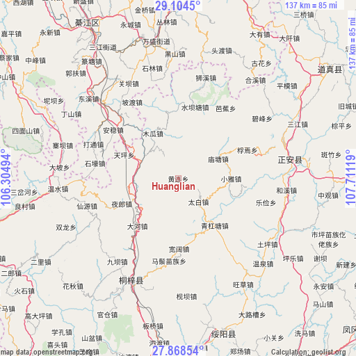 Huanglian on map