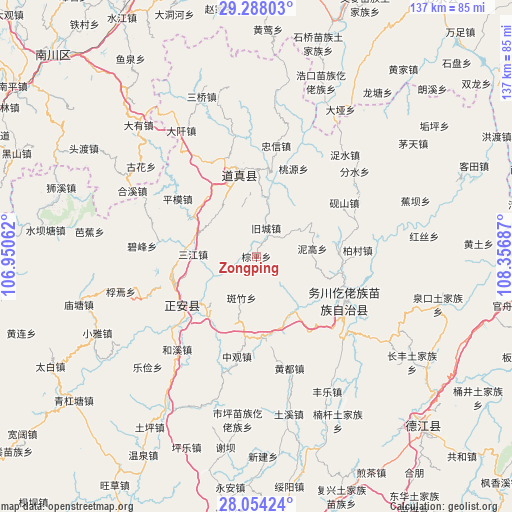 Zongping on map