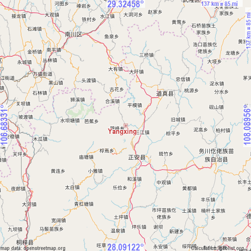 Yangxing on map