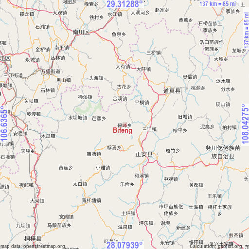 Bifeng on map