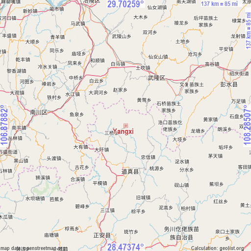 Yangxi on map