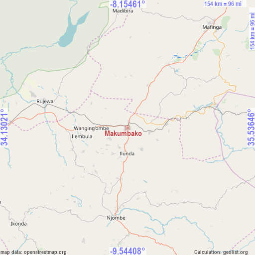 Makumbako on map