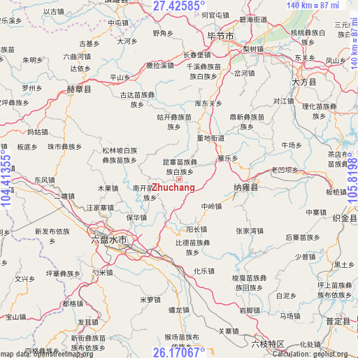 Zhuchang on map