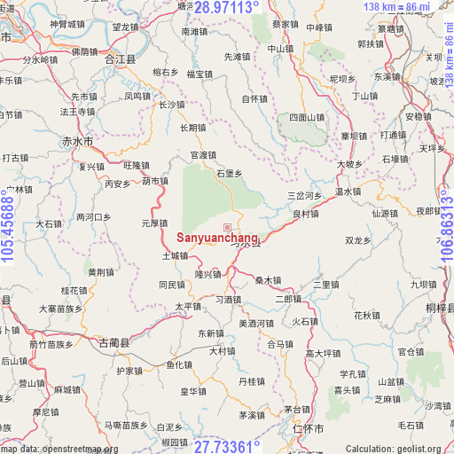 Sanyuanchang on map