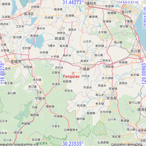 Fengqiao on map