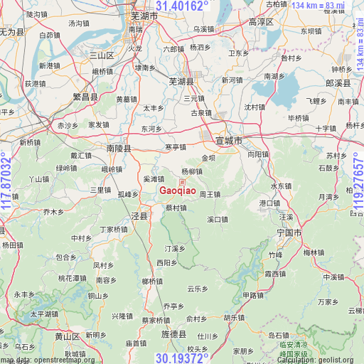 Gaoqiao on map