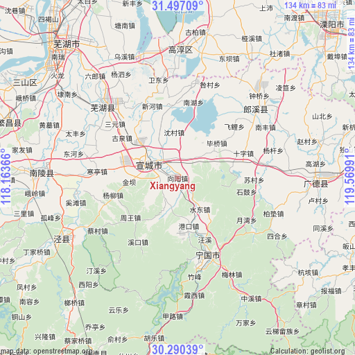 Xiangyang on map