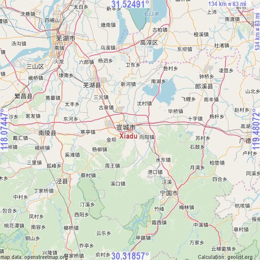 Xiadu on map