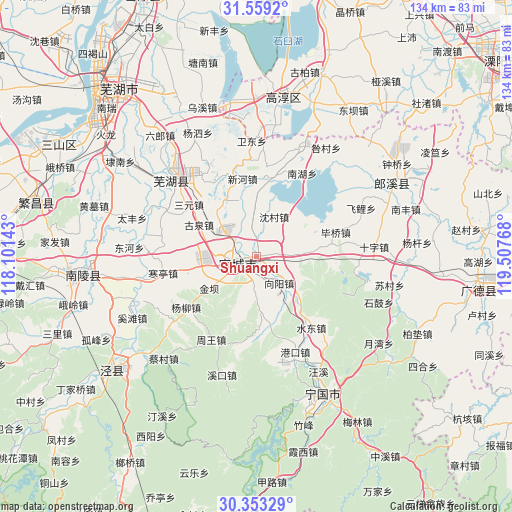 Shuangxi on map