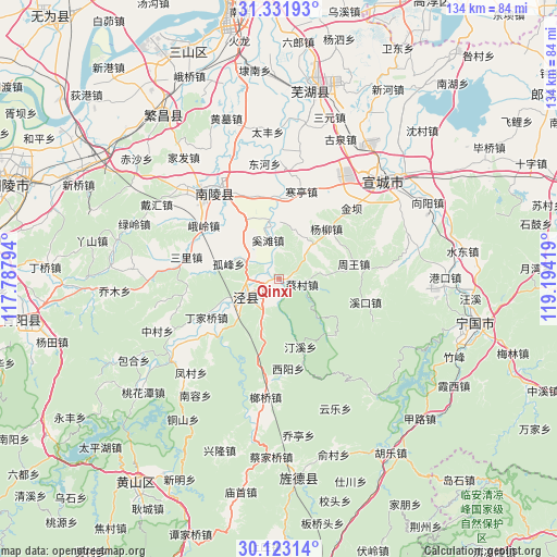 Qinxi on map