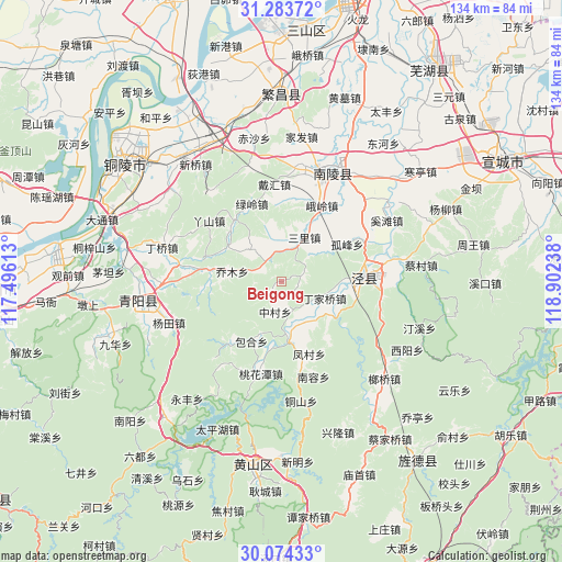 Beigong on map