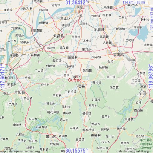 Gufeng on map