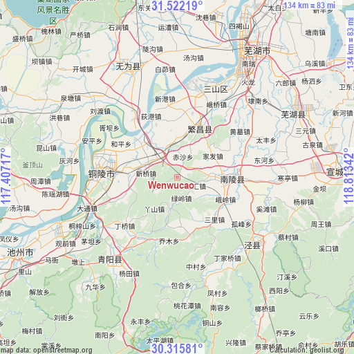 Wenwucao on map