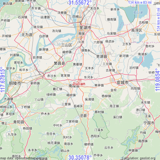 Jiulian on map