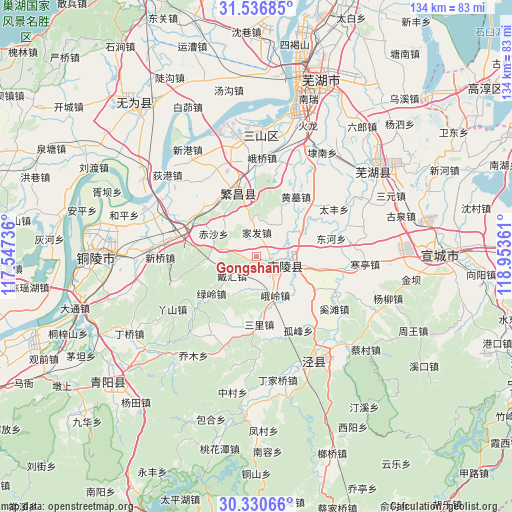 Gongshan on map