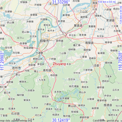 Zhuyang on map