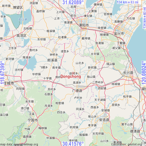 Dongchong on map