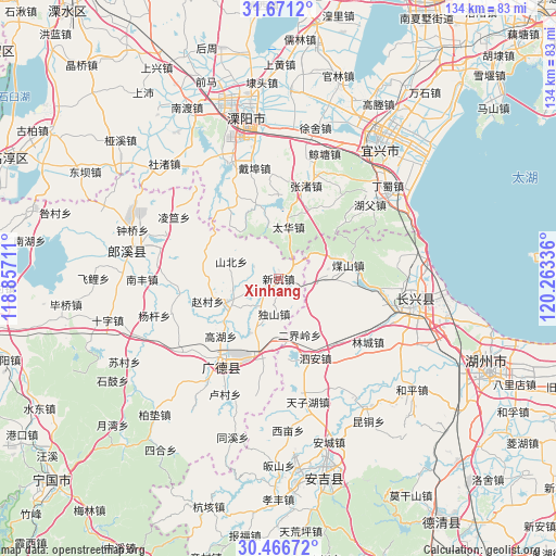 Xinhang on map