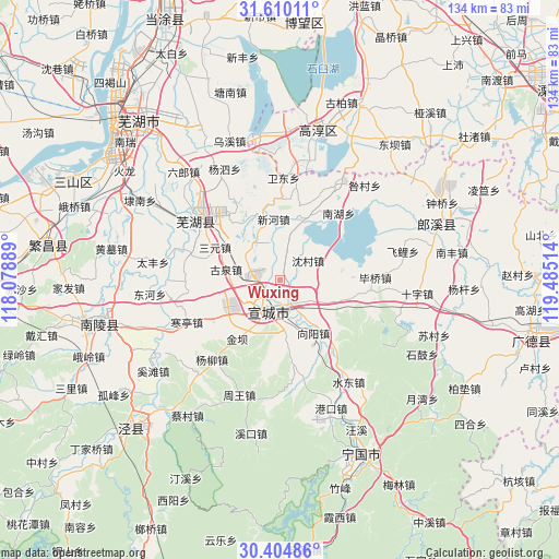 Wuxing on map