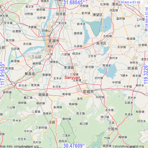 Sanyuan on map