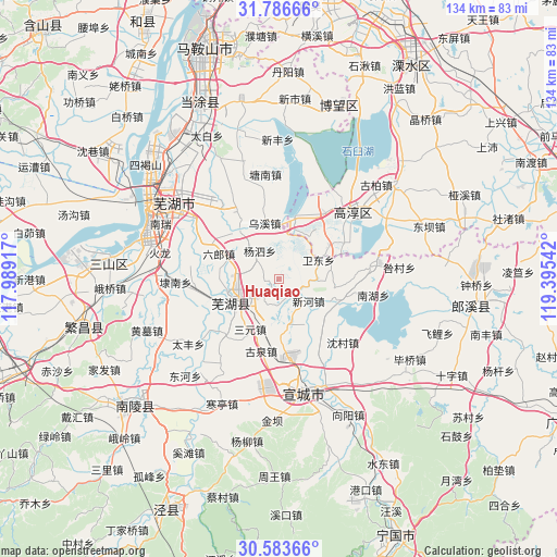 Huaqiao on map