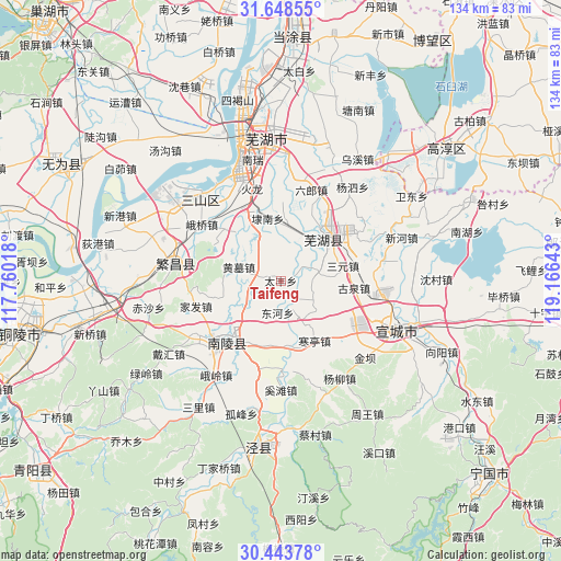 Taifeng on map