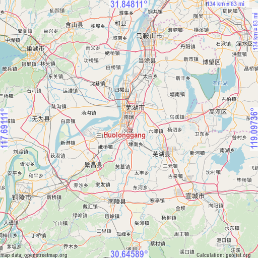 Huolonggang on map