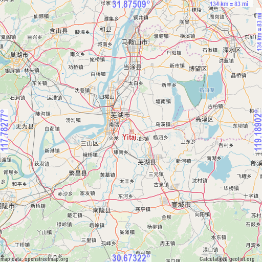 Yitai on map