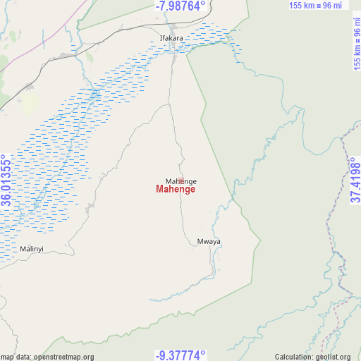 Mahenge on map