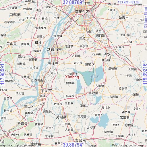 Xinfeng on map