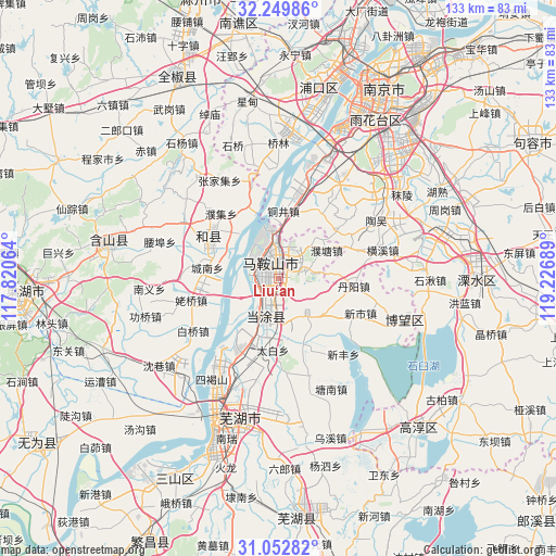 Liu‘an on map