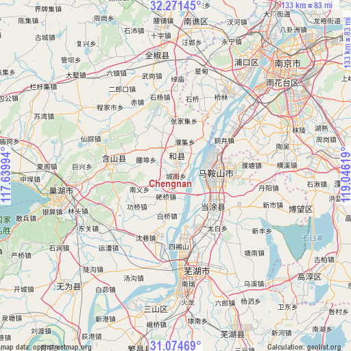 Chengnan on map