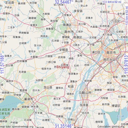 Shiyang on map