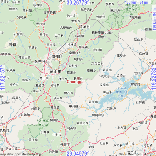 Changgai on map